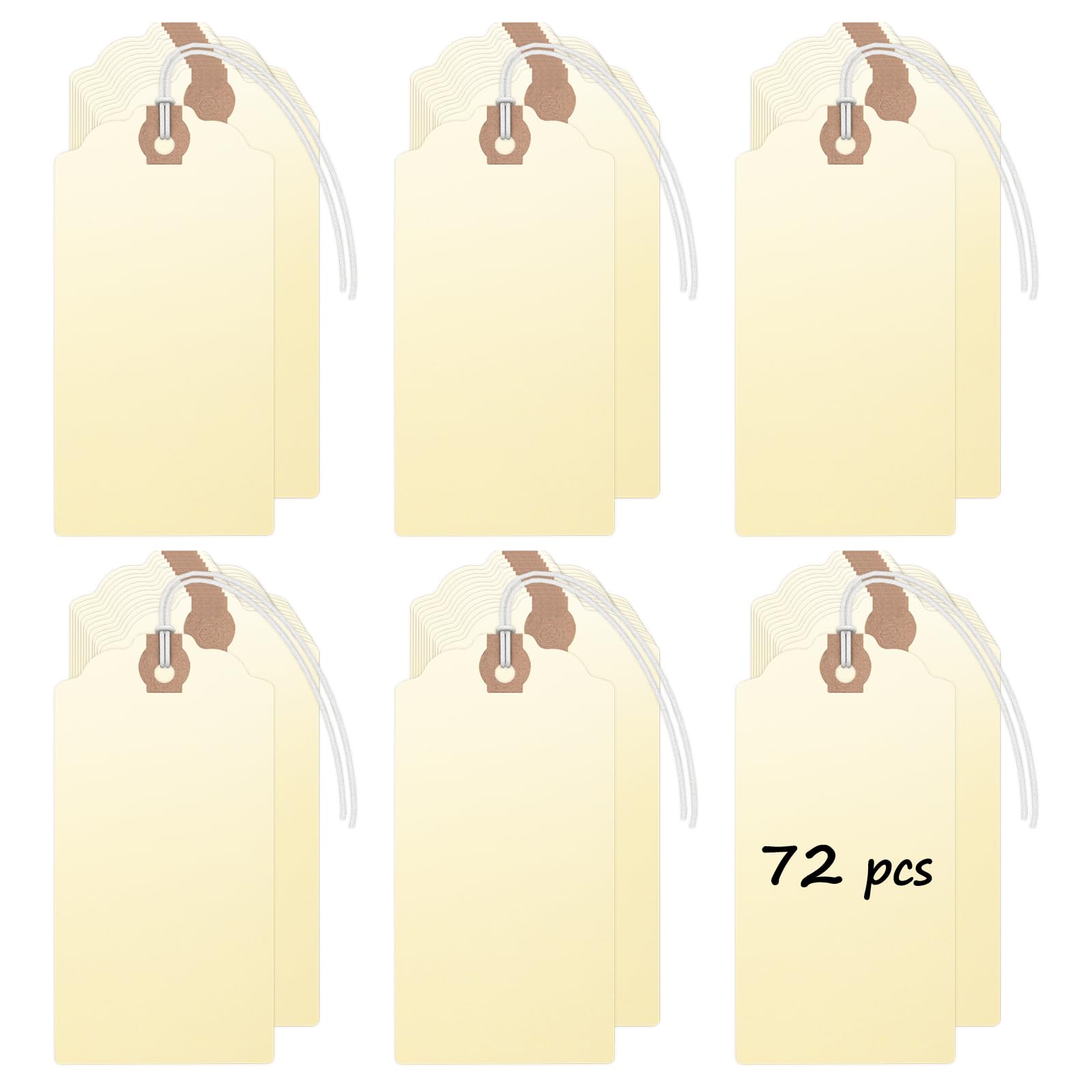 Uniclife 72 Pcs Blank Shipping Tags with Elastic String Attached Cardstock Paper Hang Tags with Reinforced Eyelet Large Marking Price Tag Inventory