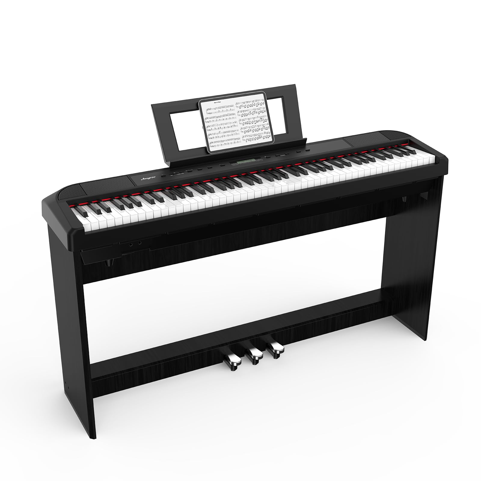 Digital Piano, Full Size 88 Key Weighted Hammer Keyborad Piano, Portable Electric Keyboard Piano for Beginner/Adults with Sustain Pedal, Power Supply, And Built in Speakers (With Wood Stand)