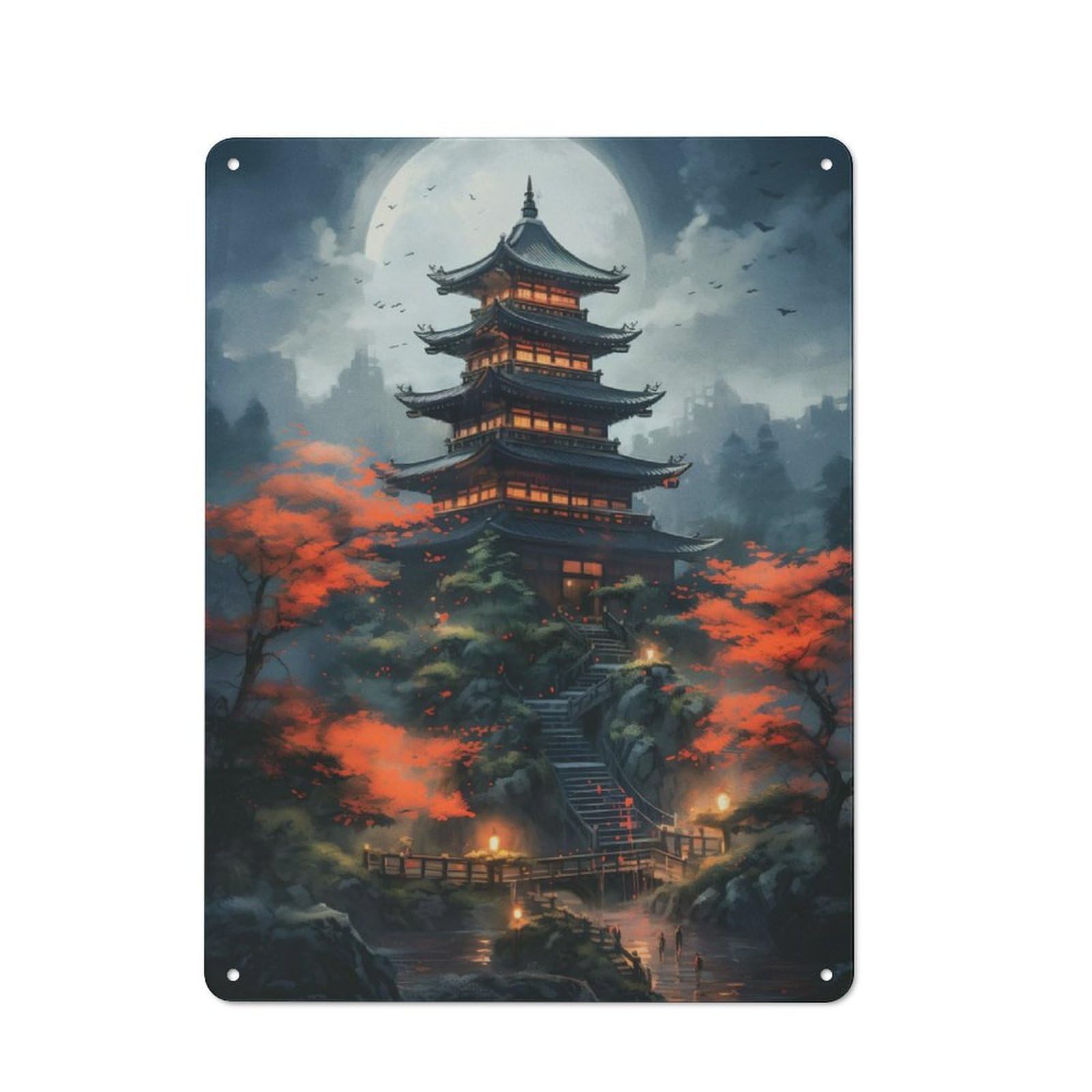 Junmoney Fantasy Moonlight Retro-Style Tin Sign 40X30cm For Dining Room Or Kitchen, For Kitchen Wall Decor Lovers