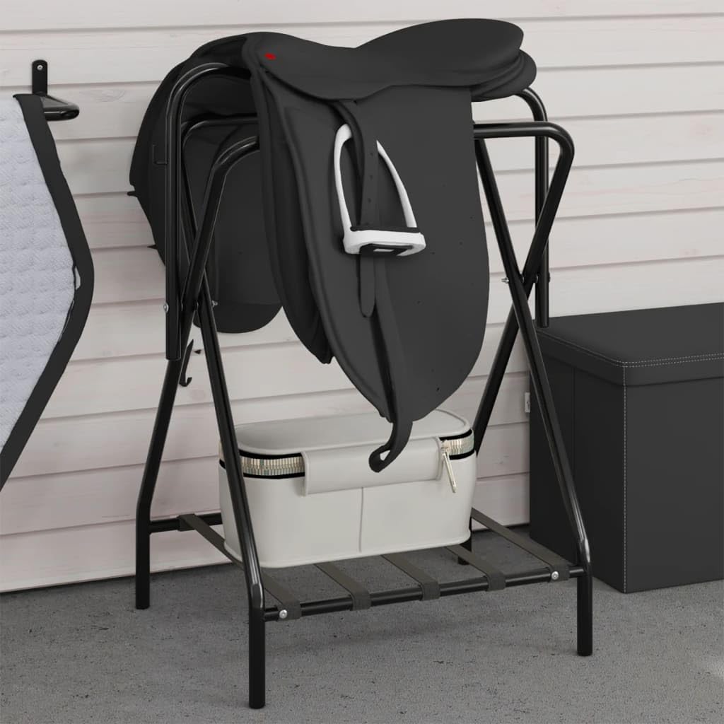 Genérico Soporte de Montura Plegable de pie Independiente Hierro Negro,Deportes,Actividades al Aire Libre,Equitación,Accesorios para riendas de Caballos,Accesorios para sillas de montar-172441