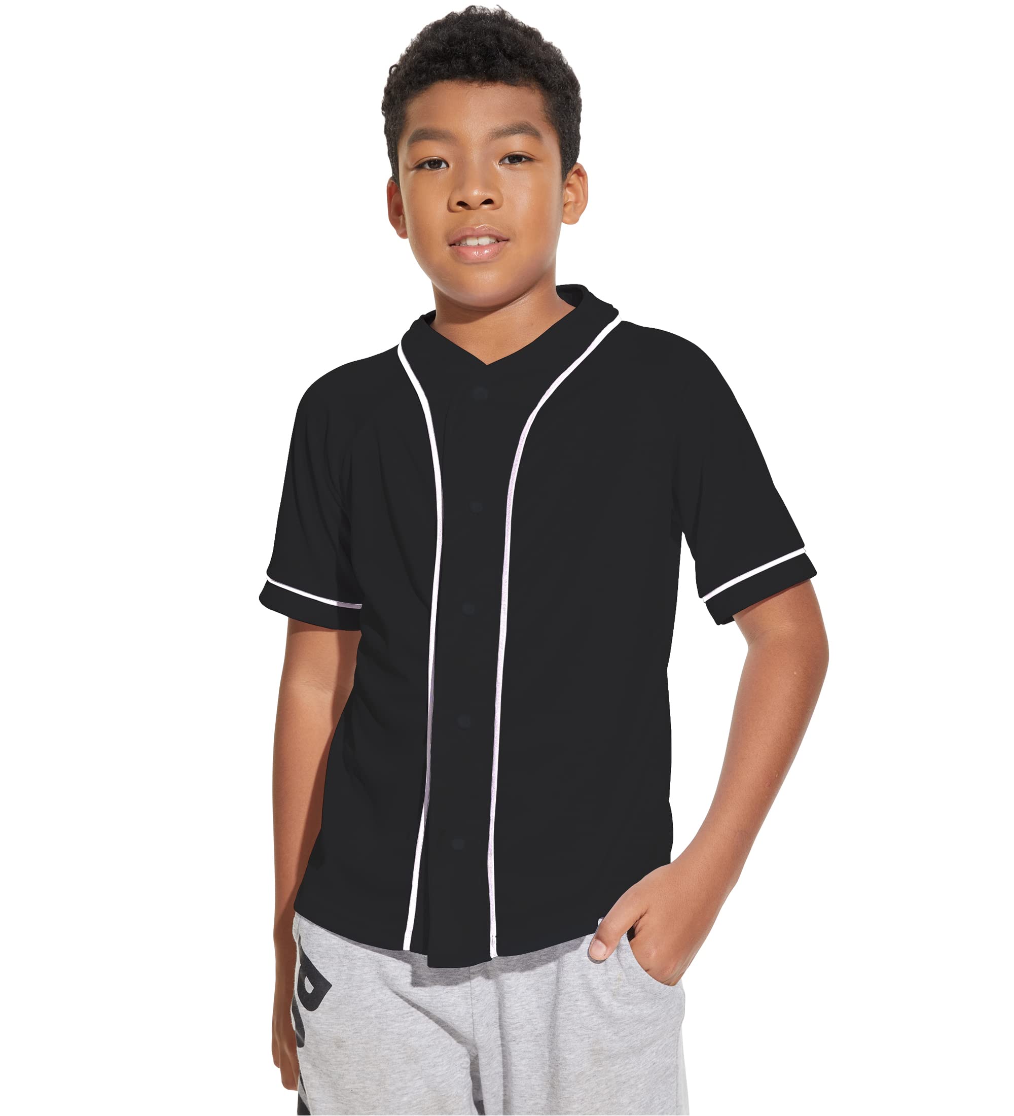 BAICAIYU Kids Baseball Jersey Solid Button Down