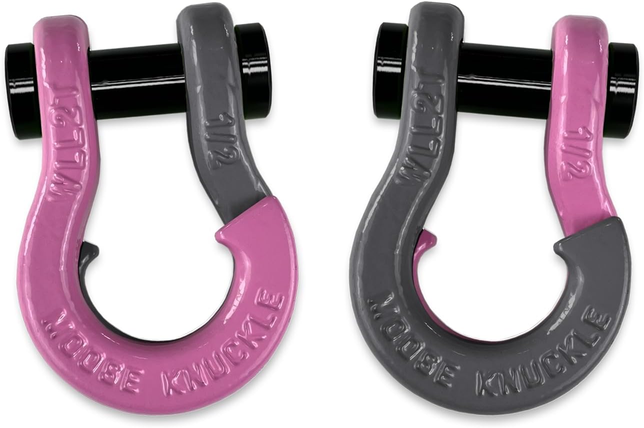 Jowl Split Shackle 1/2” Color Combo | 4,000lbs Capacity - Forged Chromoly Steel Shackle Fits ATV SxS UTV Side-by-Side Powersports with 5/8” pin Pretty Pink/Pretty Pink