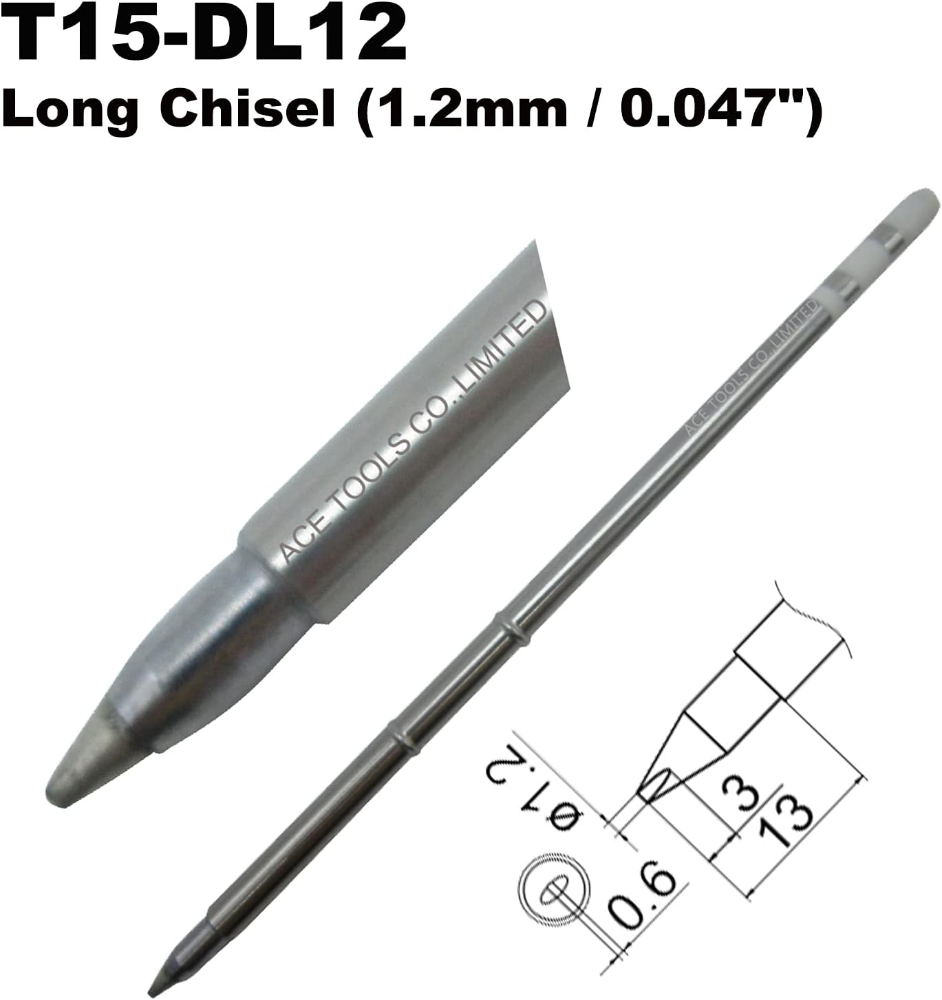 T15-DL12 Long Chisel Screwdriver 0.047" / 1.2mm Soldering Tip for FX-9501 FM-2028 FM-2027 FM-2021 FX-950 FX-951 FX-952 FM-202 FM-203 FM-204 FM-206 ACE Tips (10)