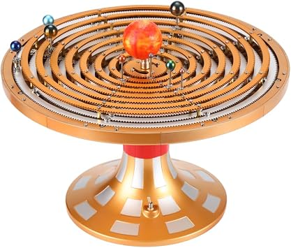 Mechanical Solar System Model Kit, 600+ Piece DIY Orrery with Motorized Sun and Planets, Educational Astronomy Building Set, Aluminum Alloy Desktop Display for Adults