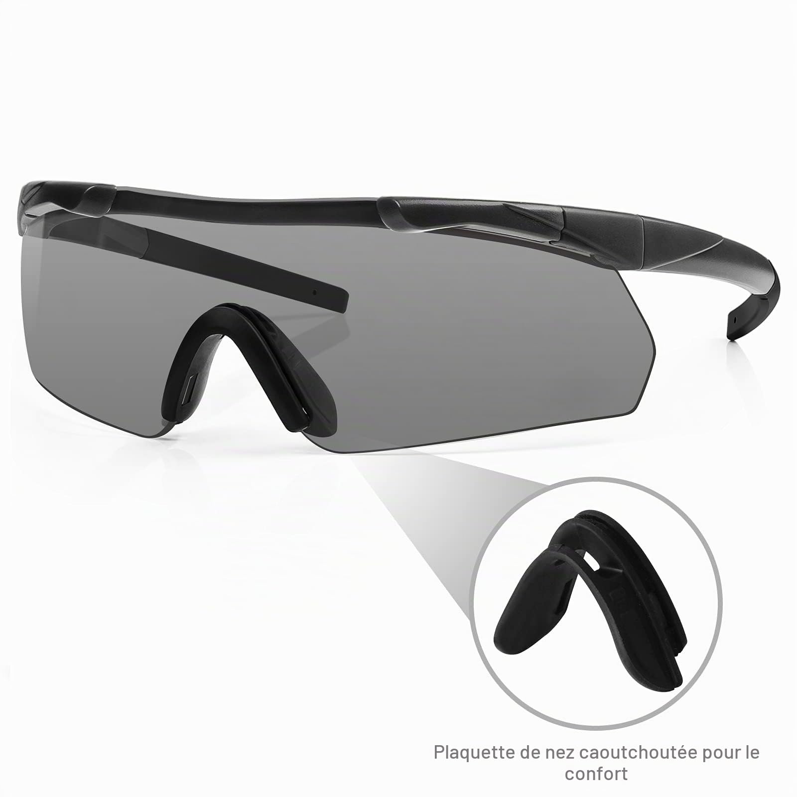 Feyachi Lunettes de sécurité, lunettes de tir tactiques avec 3 verres interchangeables, lunettes de soleil de sécurité, lunettes de cyclisme transparentes, résistantes aux chocs pour le travail, la