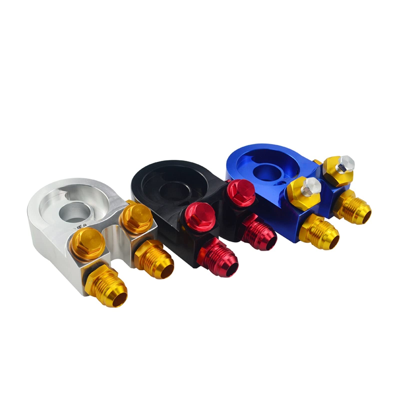 QINQIN Suministro y procesamiento de Combustible. Ajuste for Aluminio 10 Adaptador de Placa de sándwich del refrigerador del Filtro de Aceite Turbo con Termostato y Ajuste 3/4-16 UNF, M20 * 1.5