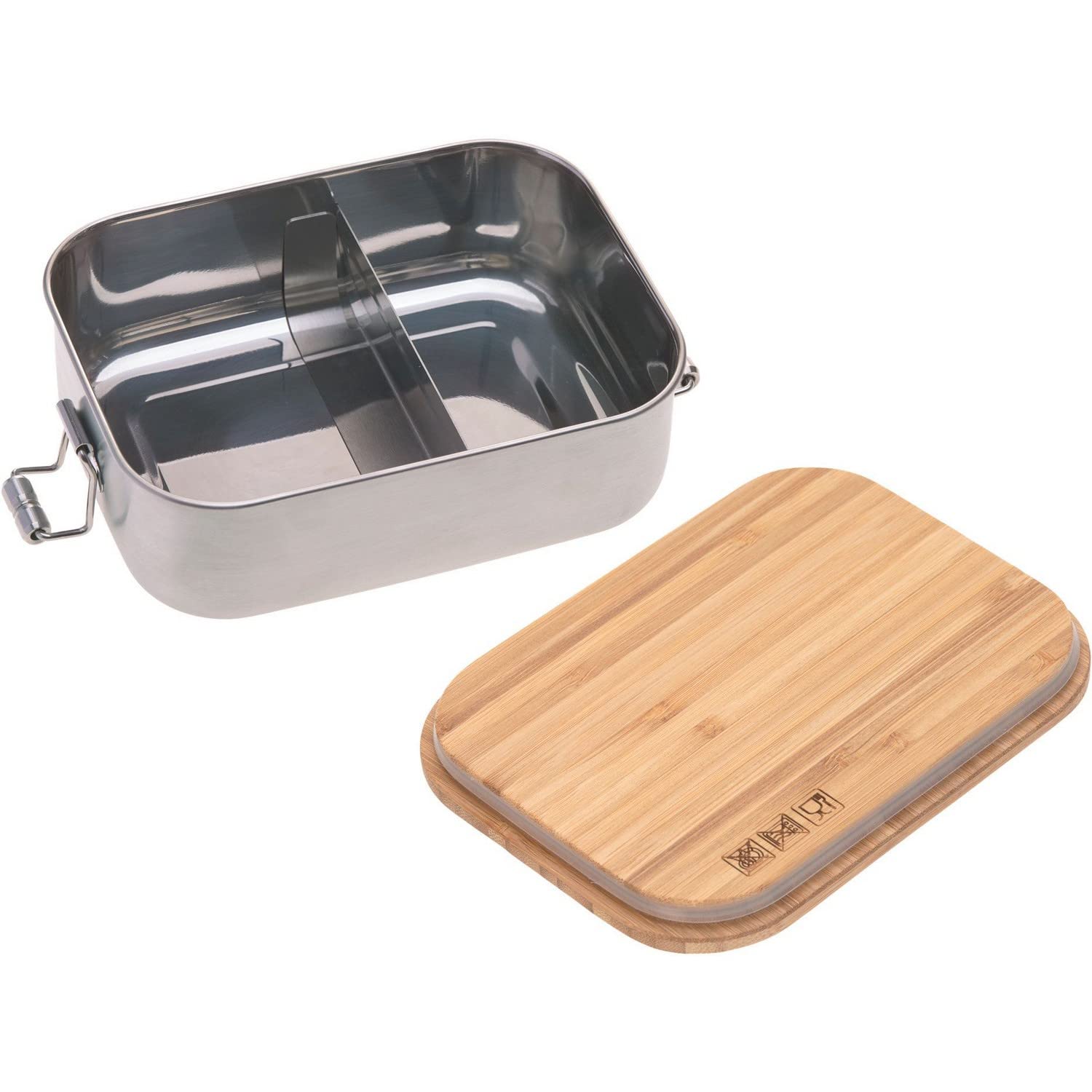 LÄSSIG Scatola di pranzo per bambini in acciaio inossidabile e bambù scatola di colazione scatola di pranzo sostenibile scuola materna/Lunchbox Stainless Steel Bamboo Adventure let's be wild