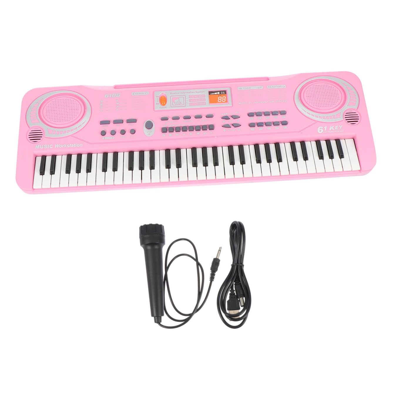 Juguete de Piano Electrónico de Simulación 61 Teclas Rosa para Niños