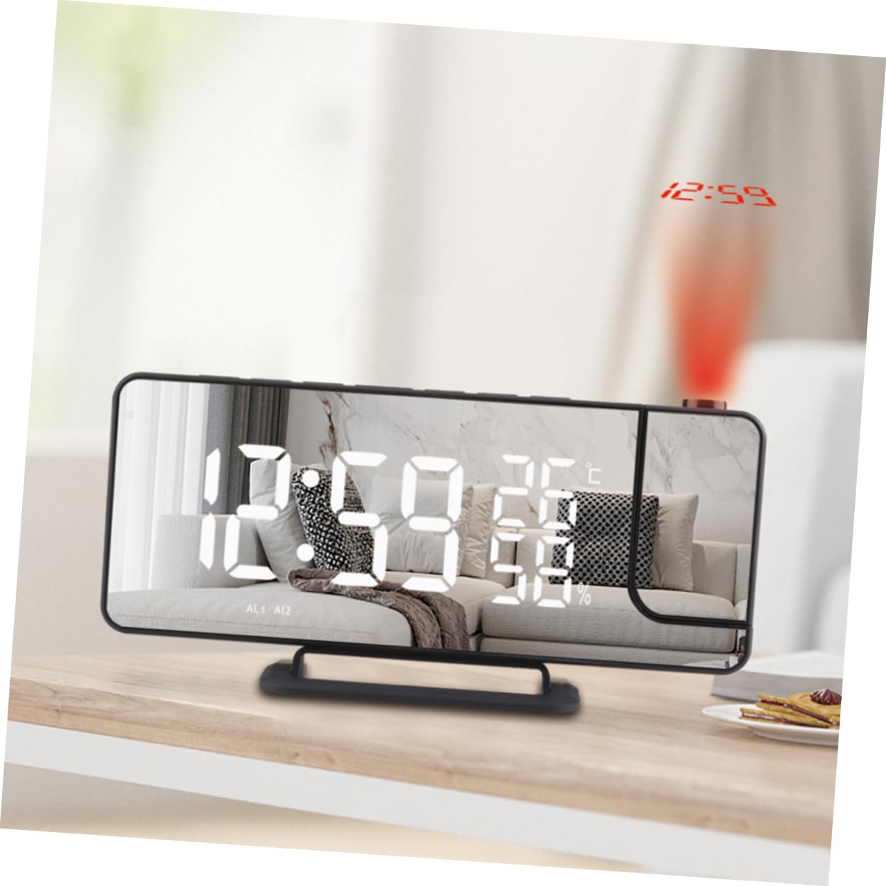 1 Juego Reloj Proyector Multifuncional LED con Termómetro y Reloj Decorativo para Hogar Despertador de Mesa Práctico y Elegante