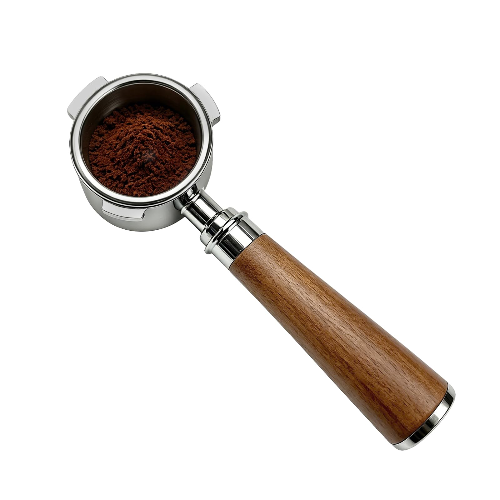 Portafiltro de café 51 mm sin fondo Portafilter Tres Clip Aleación de zinc Madera