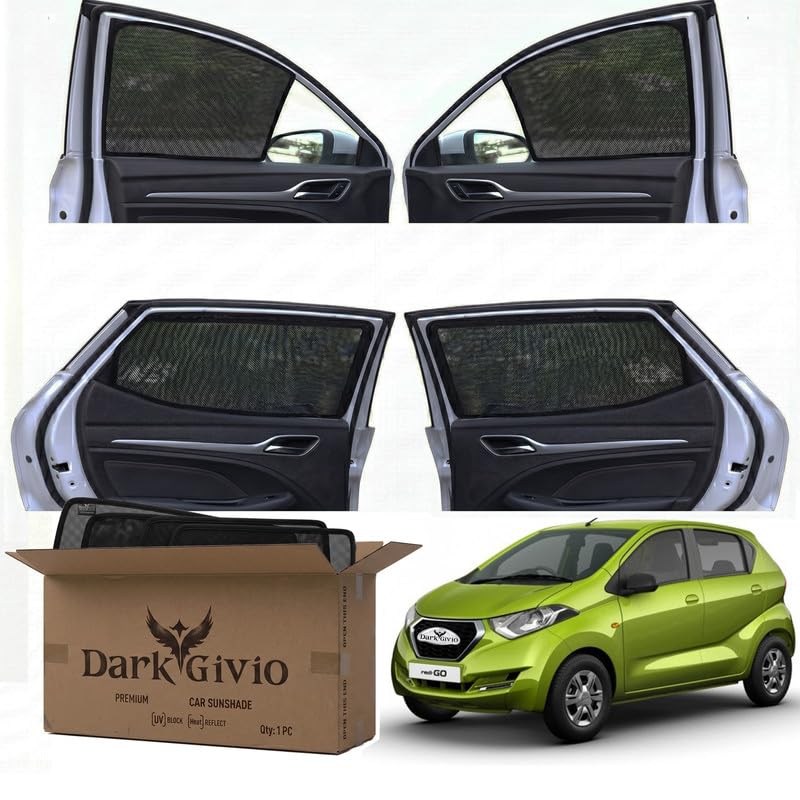 Image of Car Window Sun Shade Protector for REDI GO | Exact Fit Non-Magnetic Half Cut Sunshade (Set of 4 /6) | UV Blocker Side Window Car Curtains & Interior Accessory