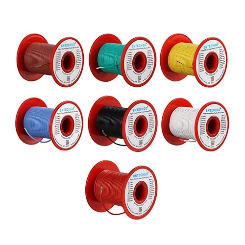 Vista 58 de BNTECHGO Kit de alambre de silicona de calibre 26, 7 colores cada uno de 25 pies, alambre de cobre estañado trenzado flexible de 26 AWG