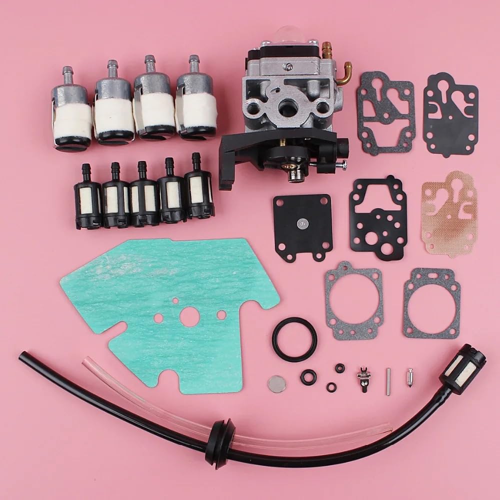 Reconstrucción de herramientas eléctricas para exteriores Kit de reparación de línea de filtro de combustible de carburador de 27 piezas for motor de cortacésped GX25, GX25N, GX25NT, FG110, FG110K1, H