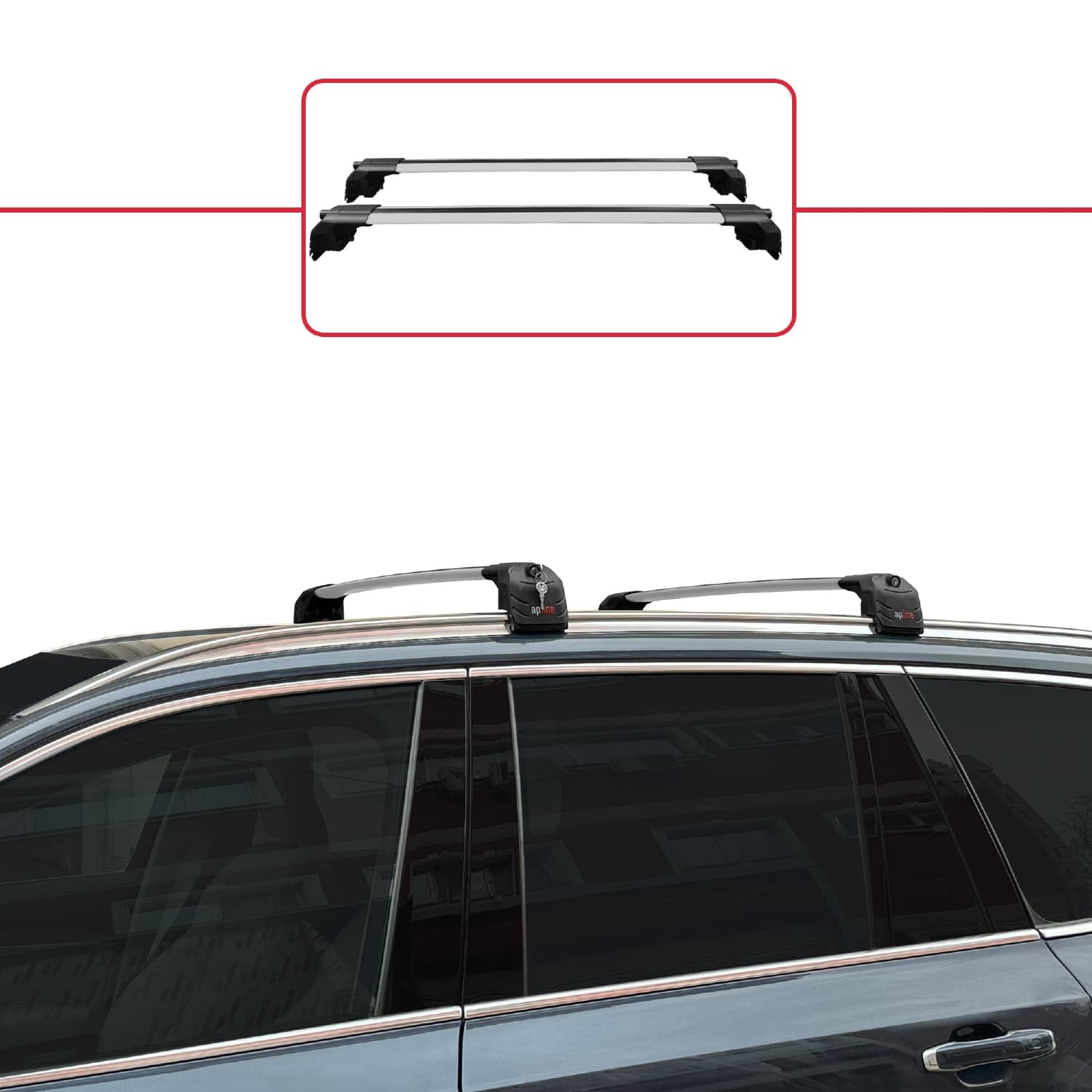 Compatible con Volvo XC90 II 2015-2026 Modelo Ace-2 Barra de Techo Auto Portaequipajes Barras Transversales Gris Aluminio 2 Barras