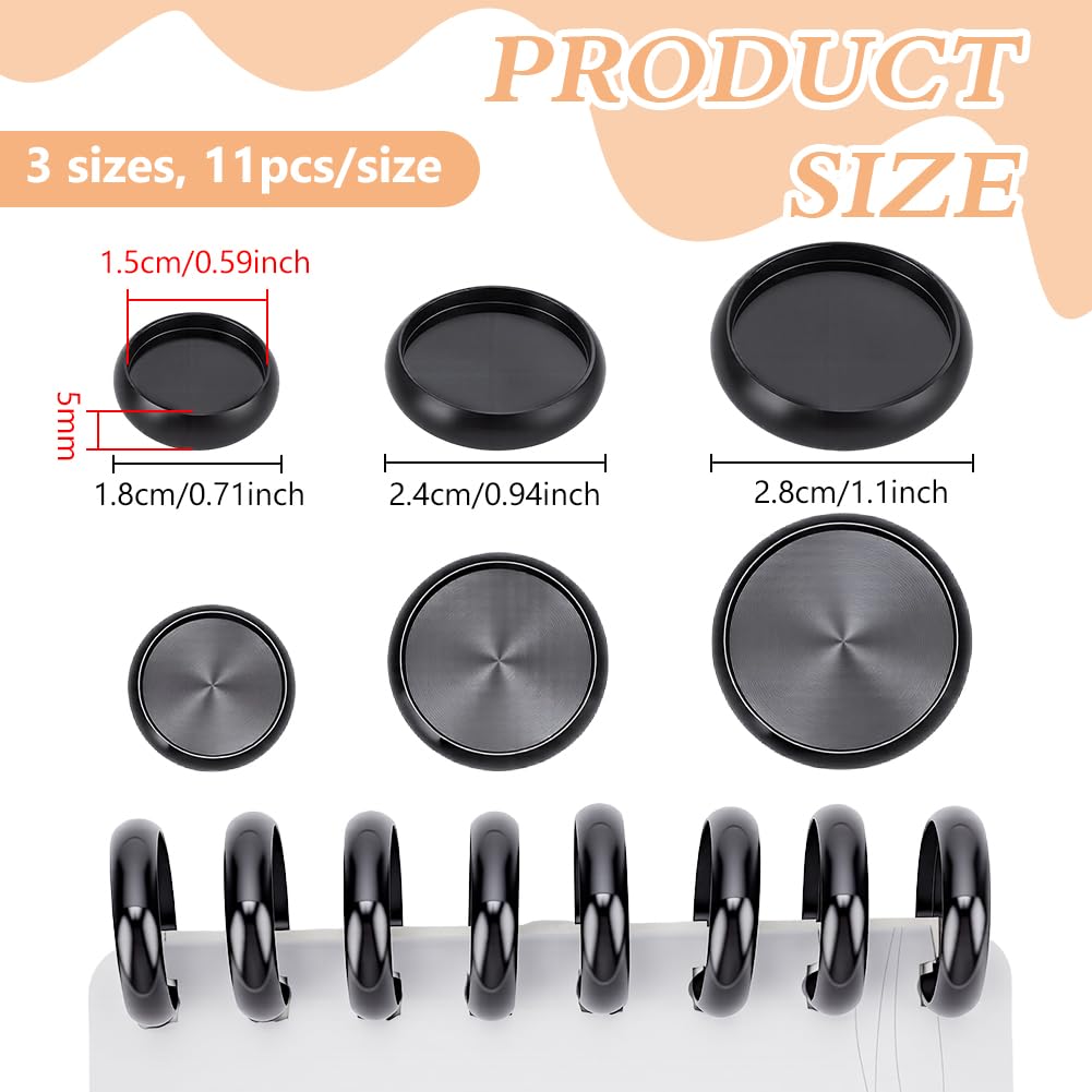BENECREAT Lot de 33 disques de reliure en alliage noir de 4,6/5,9/2,8 cm avec boîte de rangement transparente pour disques d'extension en métal et reliure de planificateur