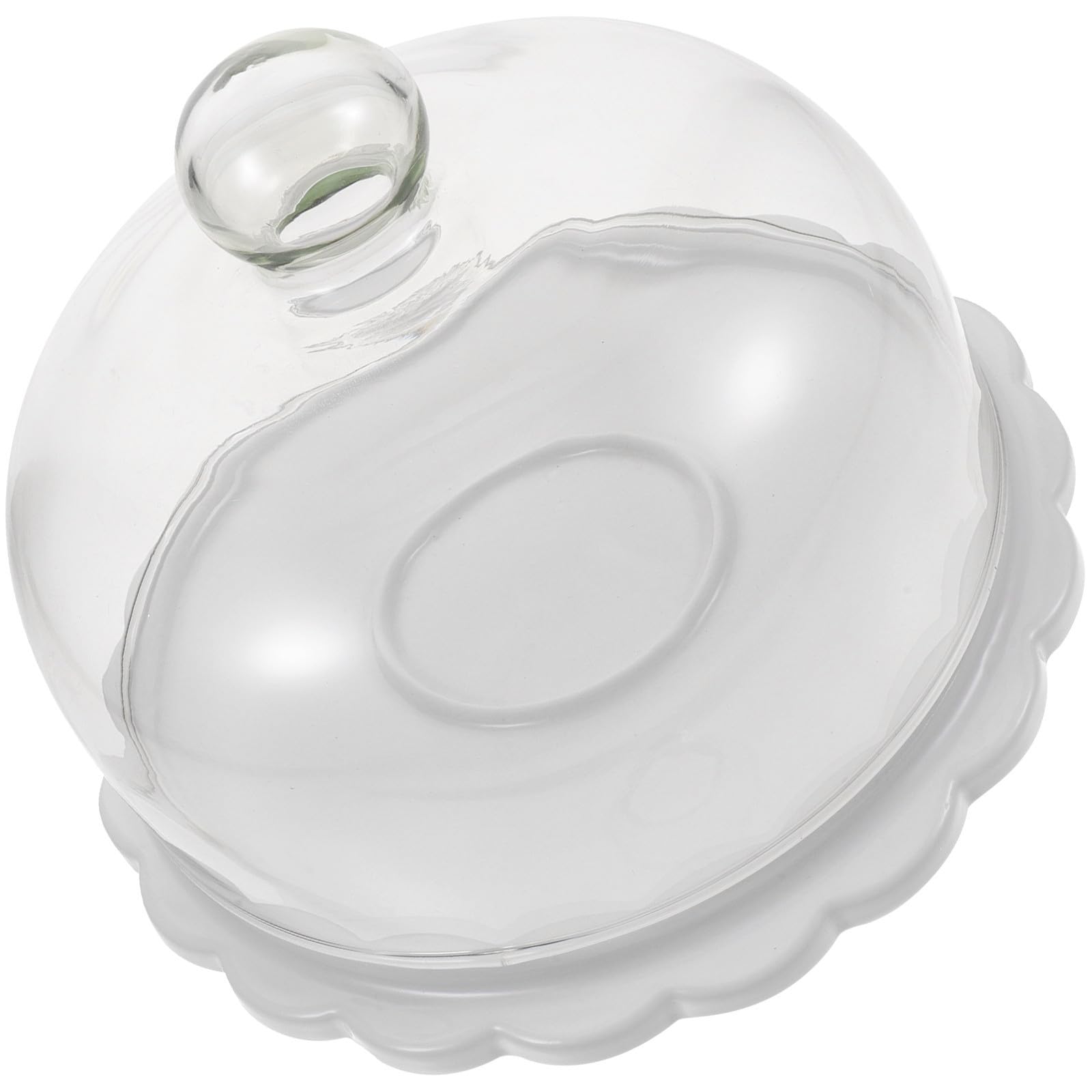 Toyvian Soporte para Tartas con Tapa de Cristal Redondo, Bandeja de Vidrio y Cerámica para Exhibición de Panadería y Uso Diario en Casa