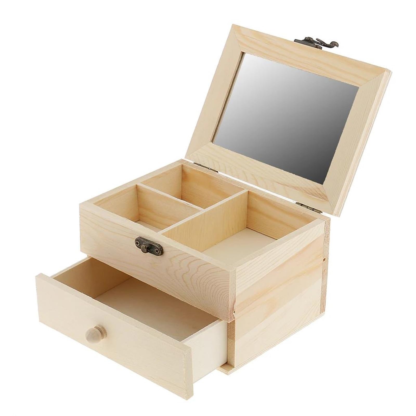 Schmuckkästchen Schmuck Organizer Aus Unlackiertem Holz Klassische Schmuckschatulle Mit Schublade Makeup Organizers