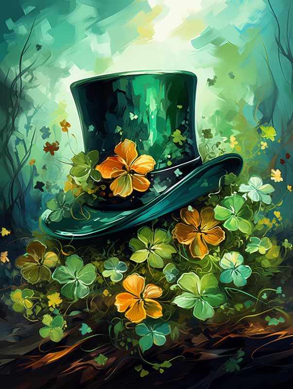 Bimkole 5D Diamond Painting Kits St. Patricks Day Full Drill DIY Rhinestone Embroidery Set Paint with Diamonds Art by Number Kits Cross Stitch Home Wall Craft Decoration (12x16 inch)#b180