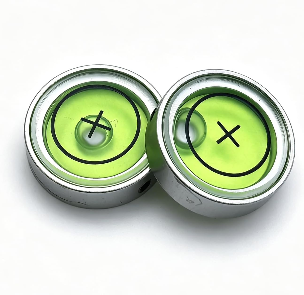Mini Metal universal horizontal bubble water level level balance bubble level round 14.5x3.8mm (Silver Green）