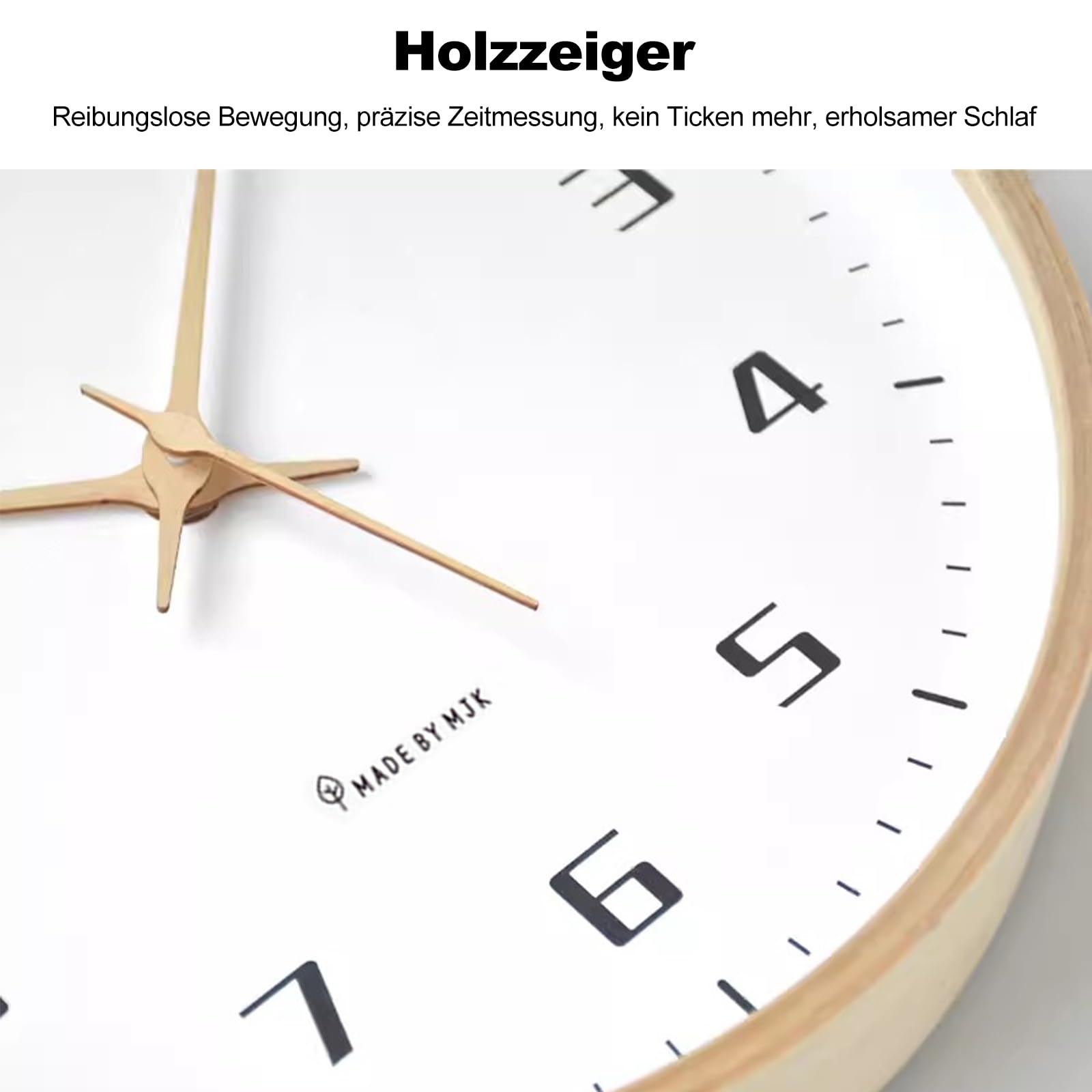 Ergocar Wanduhr, Moderne Stille Ohne Tickende Runde Holzwanduhr Batterie Batterie Angetriebenes Schlafzimmer, Wohnzimmer, Eingang, Küche, Büro