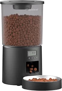Automated Cat Feeder, 4.2L Dry Food Dispenser with Single Bowl, Programmable Timed Feeding, Voice Message & Backup Power