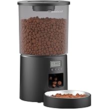 Automated Cat Feeder,Clear 4.2L Dry Food Dispenser with Single Bowl,Programmable Timed Pet Feeder for Up to 6 Daily Meals,10-Second Voice Message &amp; Dual Power Backup (Black, 4.2L Press Version)