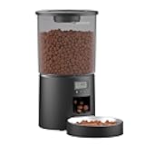 Automated Cat Feeder,Clear 4.2L Dry Food Dispenser with Single Bowl,Programmable Timed Pet Feeder for Up to 6 Daily Meals,10-Second Voice Message & Dual Power Backup (Black, 4.2L Press Version)