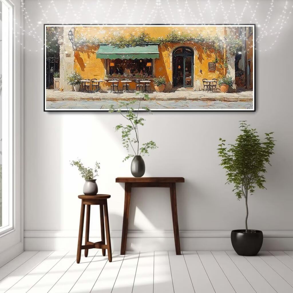 Malarstwo diamentowe 5D "zrób to sam" dla dzieci, mała kawiarnia, krajobraz, obraz diamentowy 80 x 160 cm, tworzenie mozaiki według liczb, zestaw do malowania krzyżykowego, dla dorosłych, do dekoracji