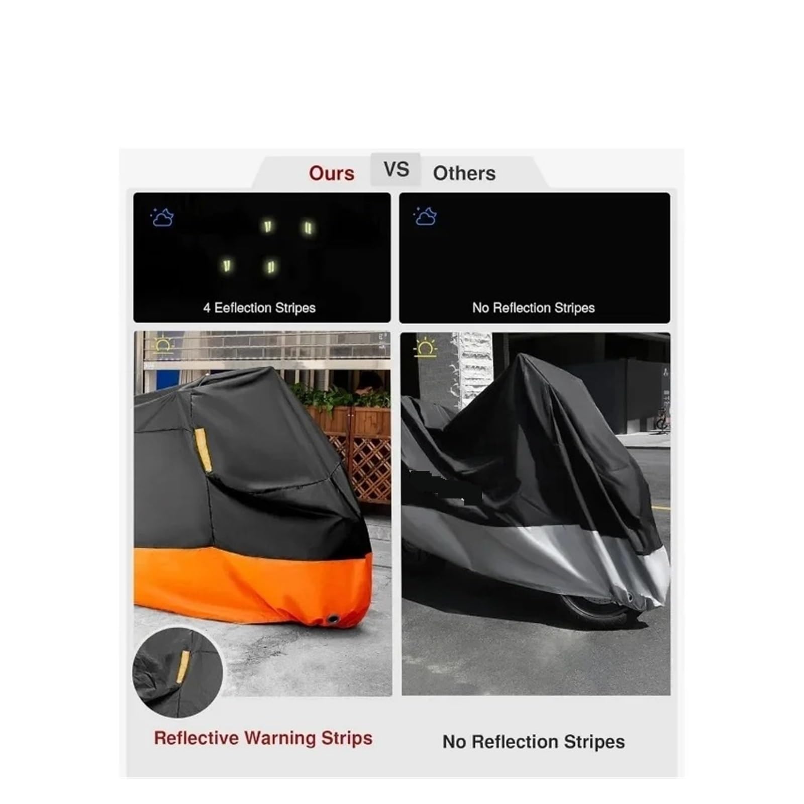 Funda para Motos para Cubierta Motocicleta 105 Pulgadas Gran Protección Impermeable para Refugio Scooter Al Aire Libre con 4 Tiras Reflectantes(Orange)