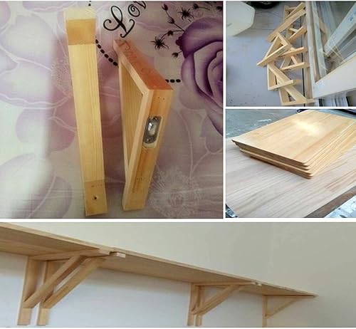 Miniatura 10 de Soportes para estante de madera de pino maciza oculta para montaje en pared, soportes flotantes para estanterías, cocina, sala de estar, decoración