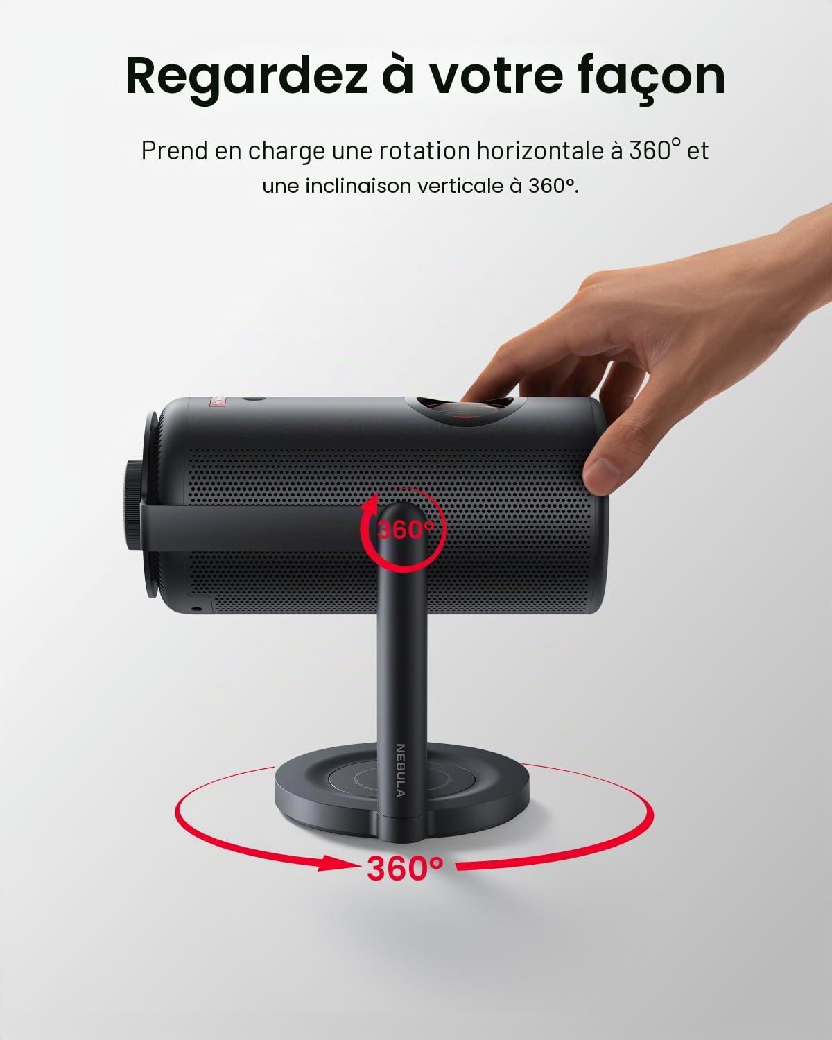 Anker Nebula Support de stabilisateur pour projecteurs Capsule | Angle de vue réglable vertical et horizontal de 0 à 360 degrés, installation facile en 3 secondes, pour la série Capsule