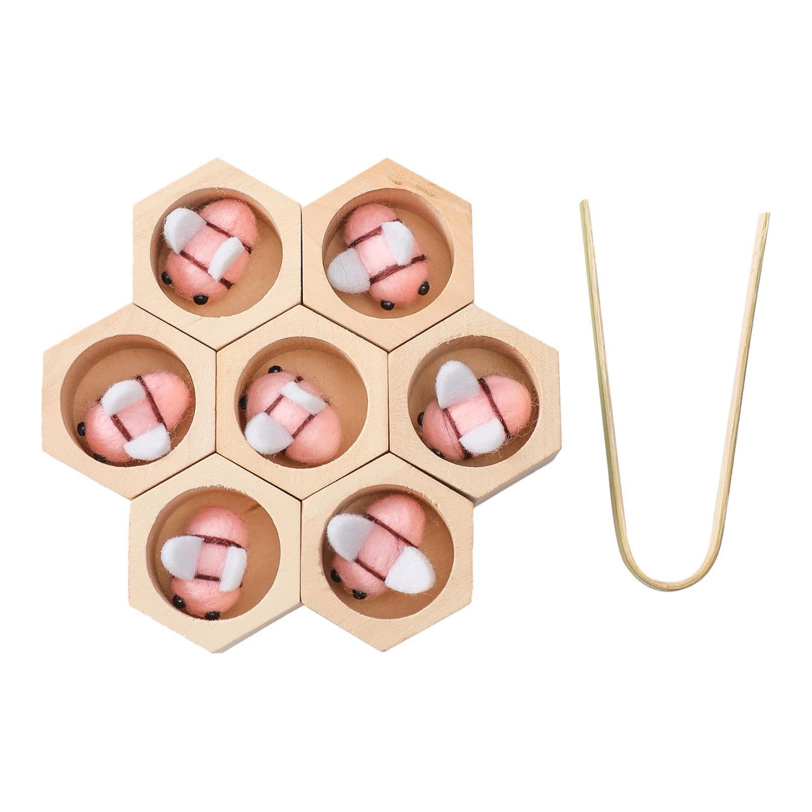 F Fityle 7 Pezzi Set di Ad Incastro in Legno Gioco Educativo Abbinamento Alveare Pinza Sviluppo Colori Pensiero Logico Adatto per Bambini, rosa, Taglia unica