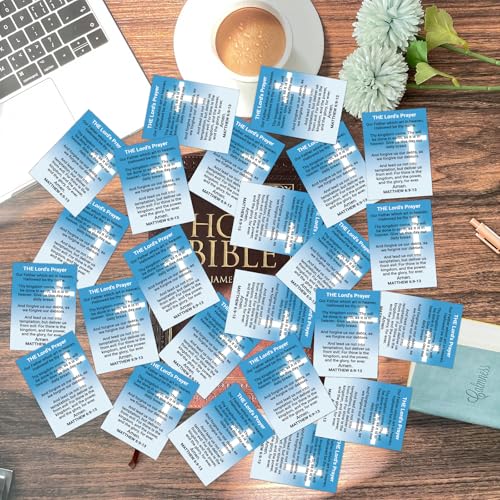 Fankya 240pcs The Lord’s Prayer Card Gospel Tracts Religious Christian Roman Road Salvation Tracts Serenity Holy Catholic Prayer Bible Tracts for Evangelism Church Easter Party (The Lord’s Prayer) - Thumbnail 5