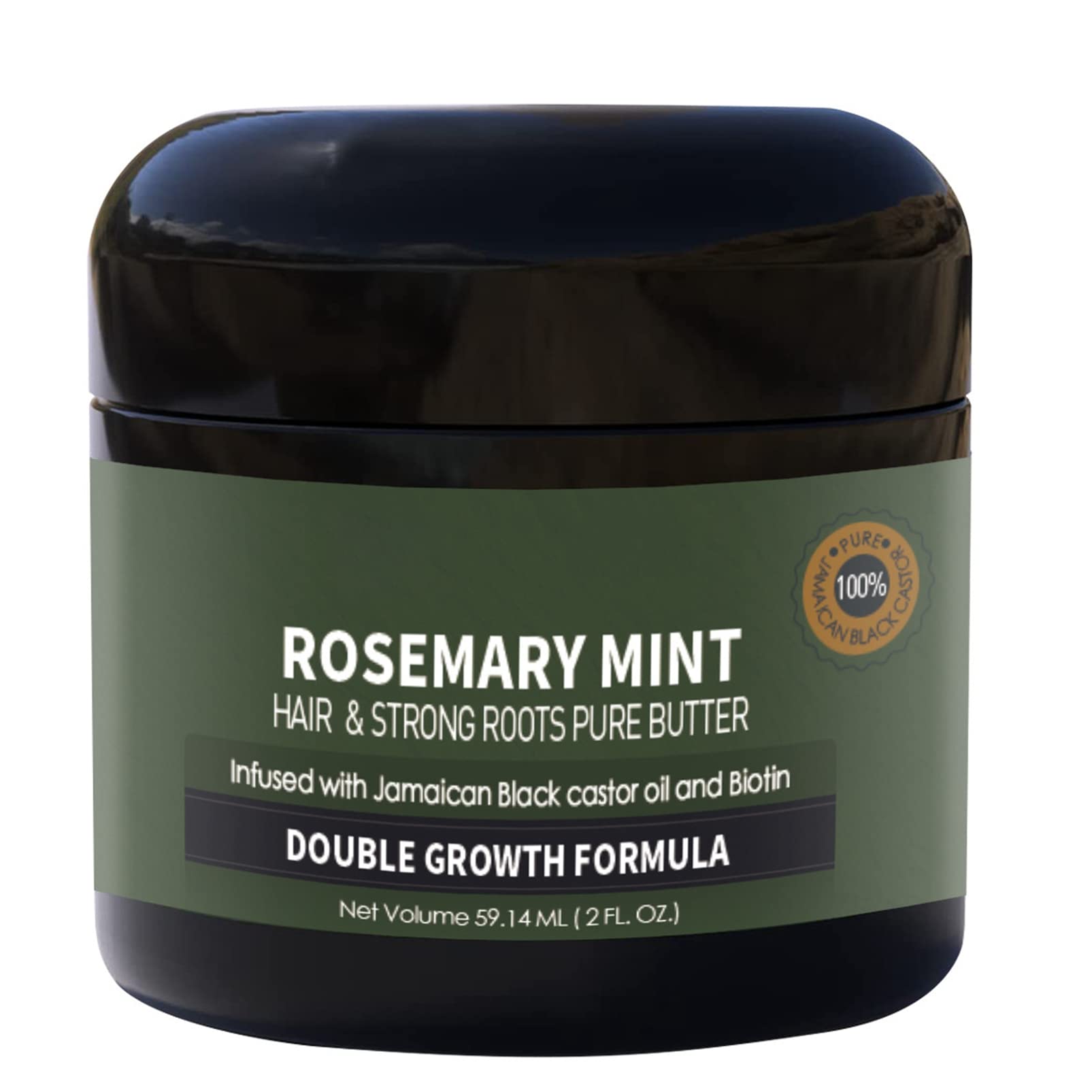 Rosemary Mint Hair and Strong Roots Butter - Growth Cream with Biotin Black Castor Oil, Strengthen Nourish Follicles, for Dry Scalp, Split Ends & All Types, Pack of 1