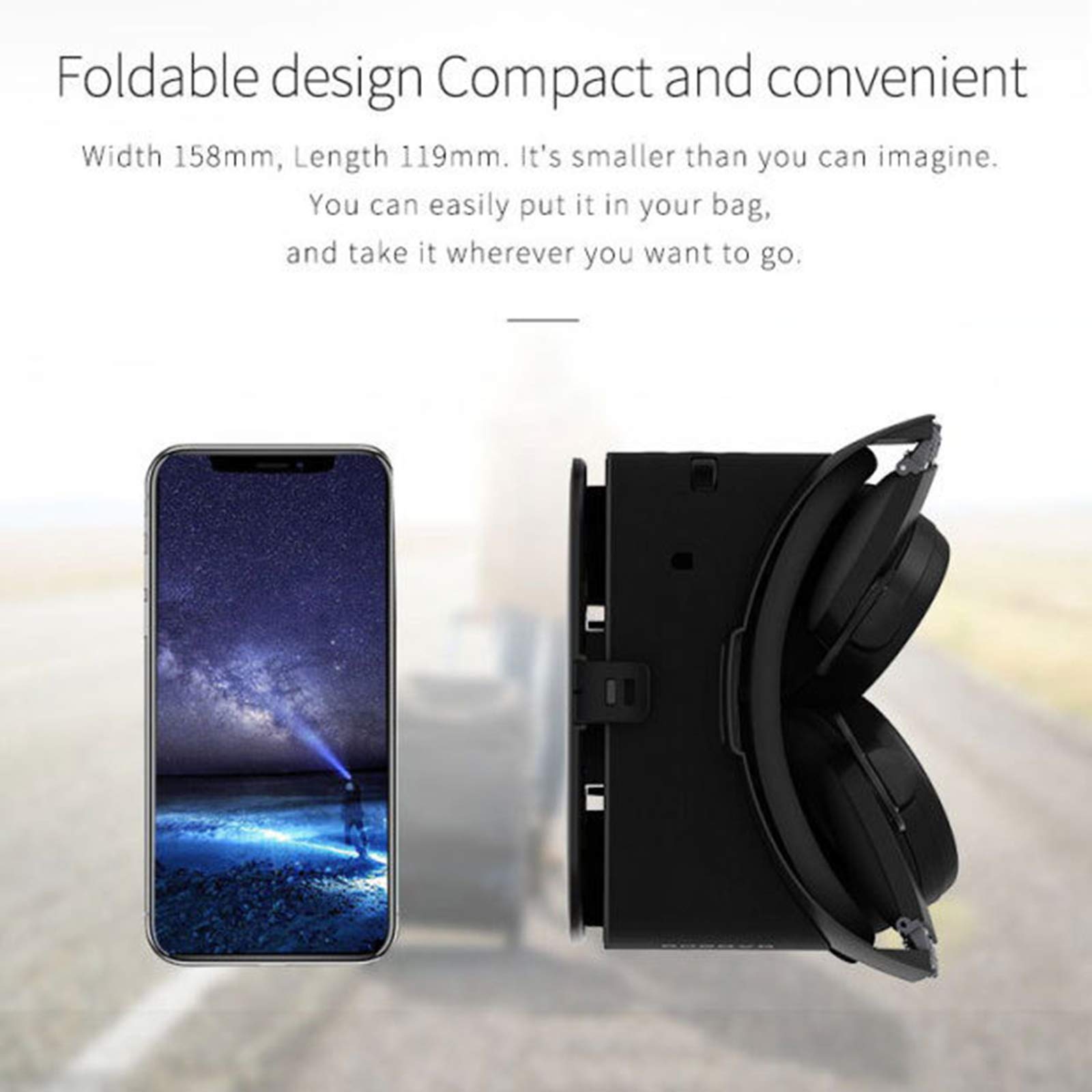 Occhiali VR 3D con Sportello Auricolare, Realtà Virtuale Visore, Realtà Virtuale VR Occhiali per Smartphone 4,7-6,2 Pollici, Regalo Perfetto di Natale e di Compleanno