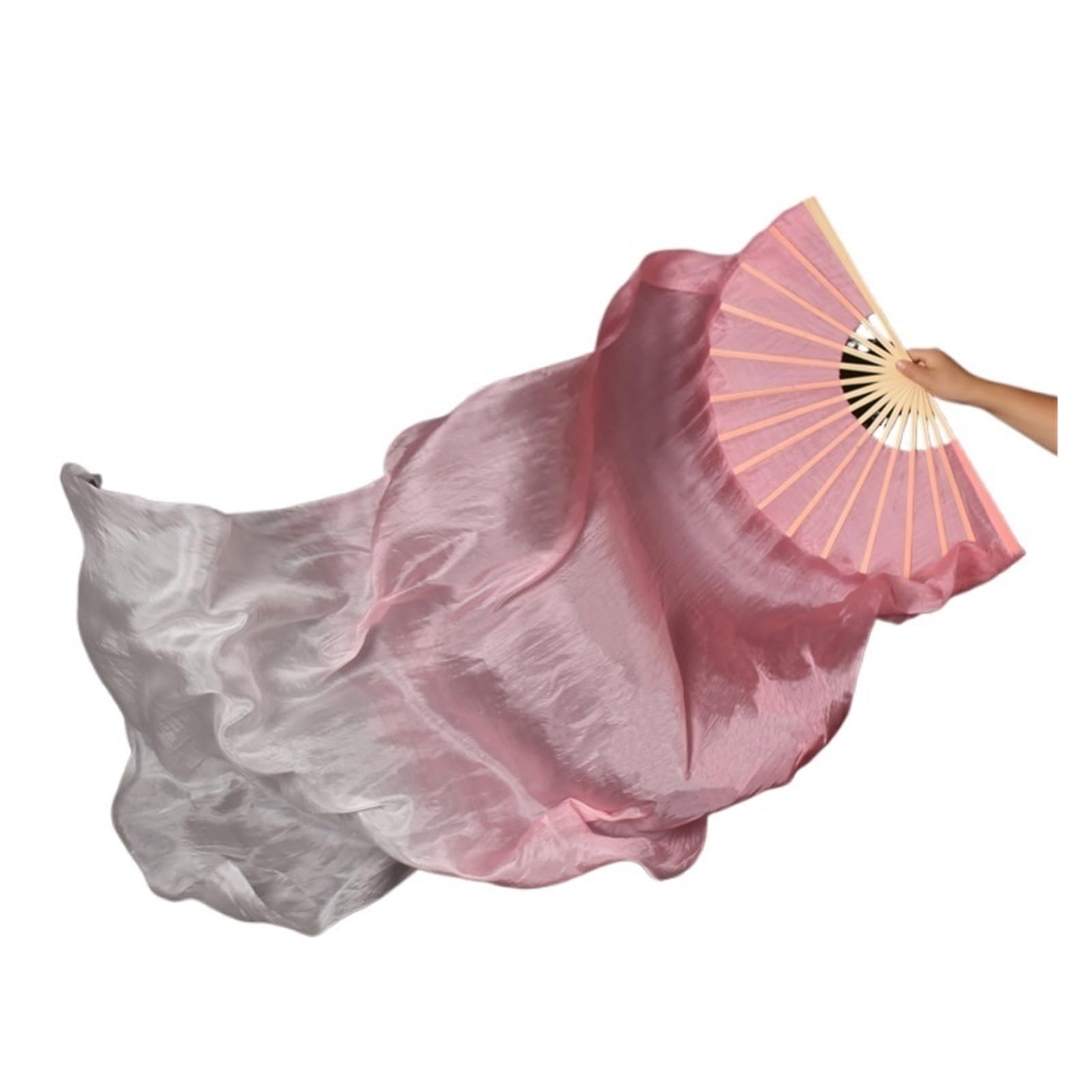 Silk Belly Dance Fan Veil Hand Dye Women Belly Dance Fan Veil Silk Long Belly Dance Fan Veils 1 Pair