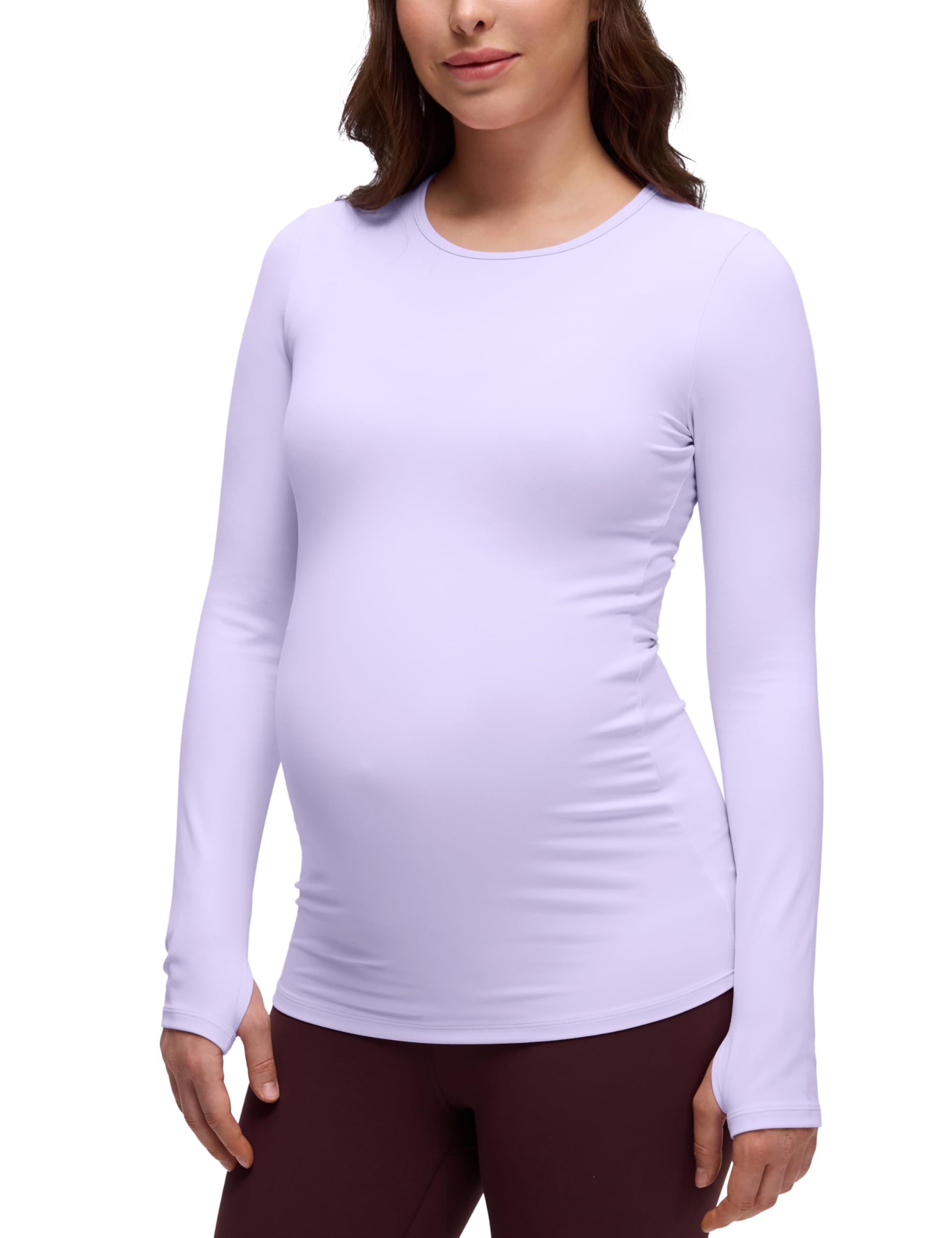 CRZ YOGA Butterluxe Maternity Crewneck Long Sleeve Shirts - Athletic Yoga Casual Pregnancy Womens Tee Tops Basic Layer Soft