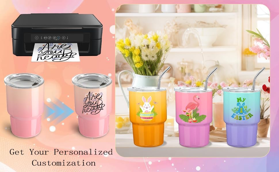 10 Pack 3 oz Gradient Mini Tumbler Shot Glass with Straw and Lid,Sublimation Christmas Shot Glasses Stainless Steel Vacuum Insulated Mini Tumblers Cups Gifts for Wedding Cocktail Party - Image 3