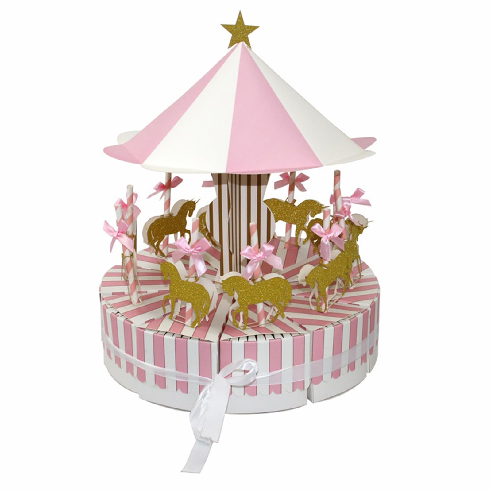 Scatola Di Carta a Forma Di Carosello, Scatole Regalo per Feste di Nozze, Per Dolci Per Feste E Compleanni, 1 Set Composto da 10 Pezzi, Rosa