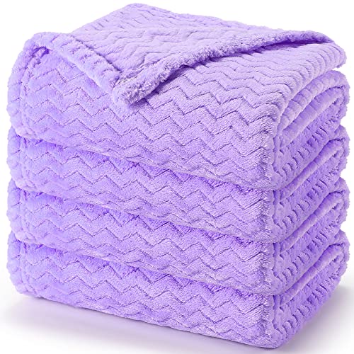 Image of 4 Pack Fuzzy Baby Blanket 30 x 40 Inch Soft Warm Swaddle Blanket Fluffy Fleece Stroller Blanket Unisex Plush Infant Blankets Cozy Crib Blankets for Toddlers Newborn Infant Receiving Blankets (Purple)