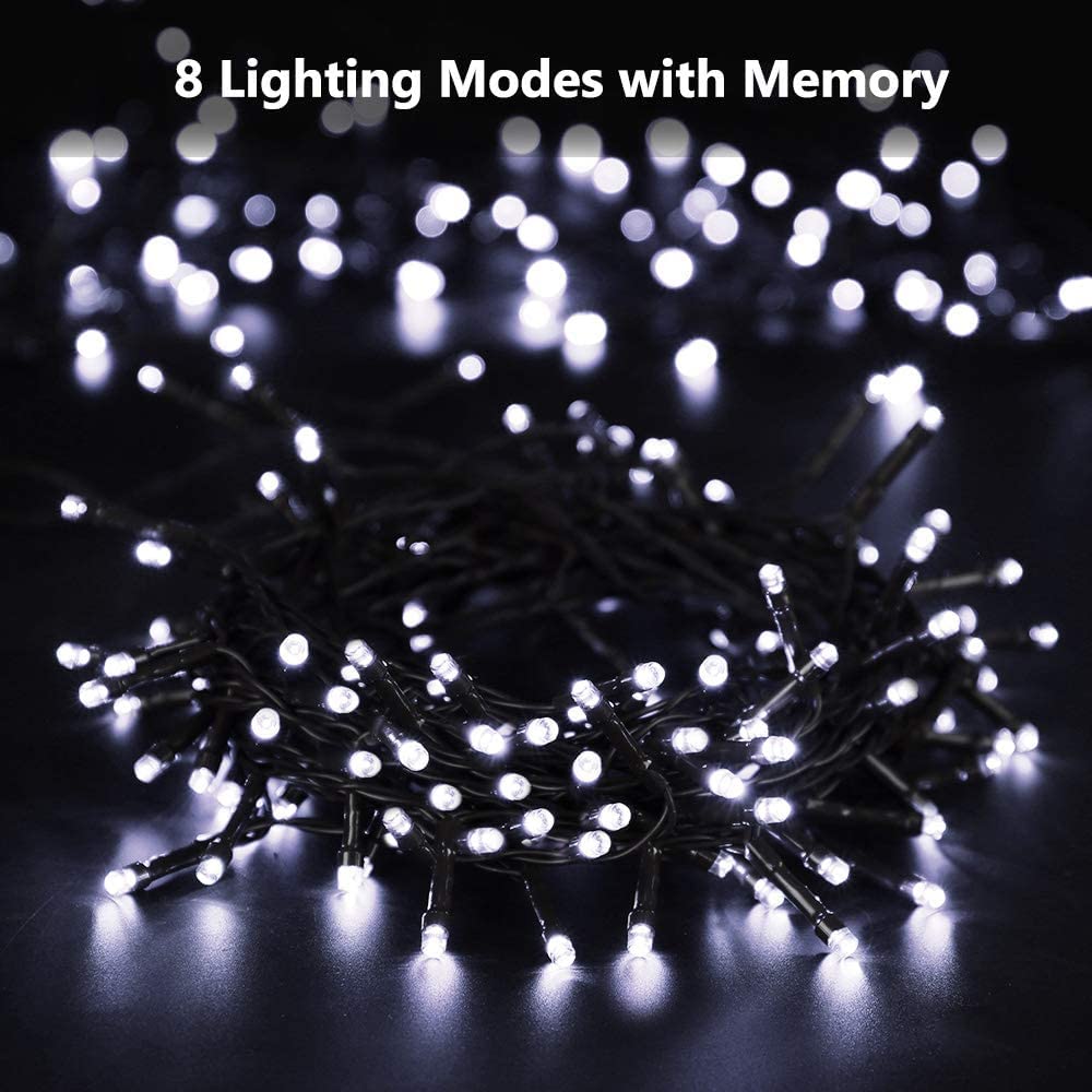 PhilzOps Catena Luminosa Solare, 22M 200 LED Natale Luce Stringa Solari Esterno 8 Modalità Impermeabile Luci Giardino Decorative Per Albero Esterni Patio Balcone Festa Matrimonio, Bianco Freddo