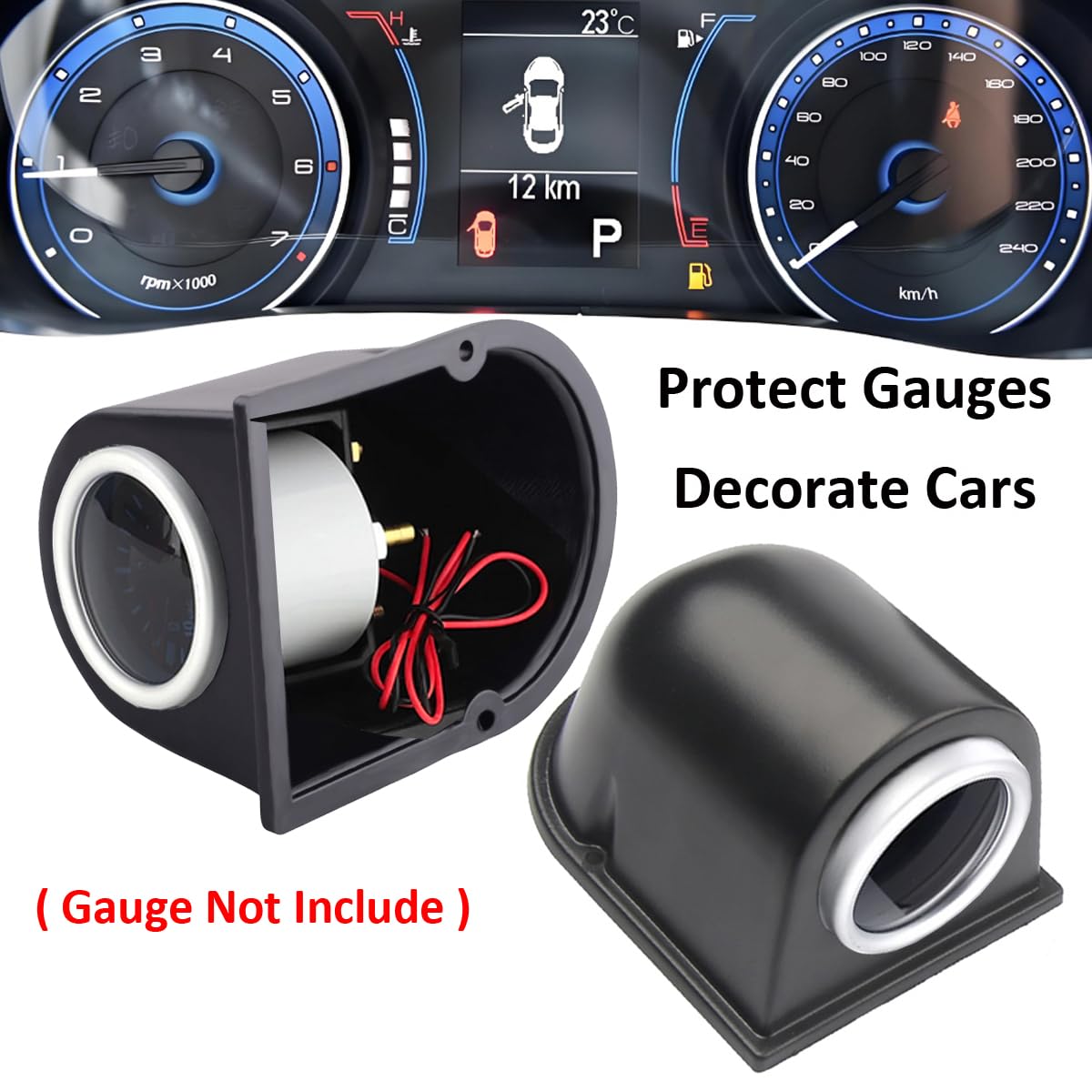52mm Supporto per Strumentazione Auto Copriferro Strumenti a Foro Singolo Porta Manometro