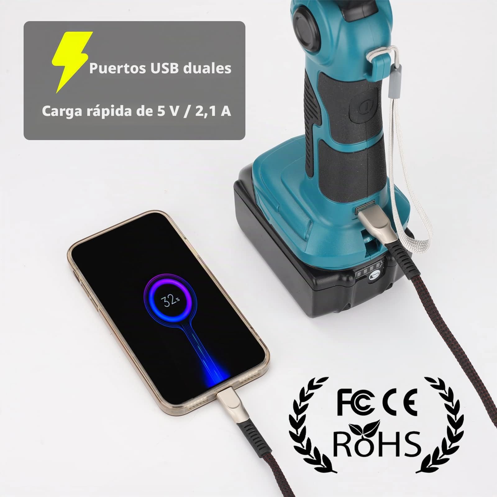 2000LM LED luz de trabajo para MT 18V LXT batería de litio, linterna de 25W para camping, reparación de automóviles, iluminación de emergencia y lugar de trabajo