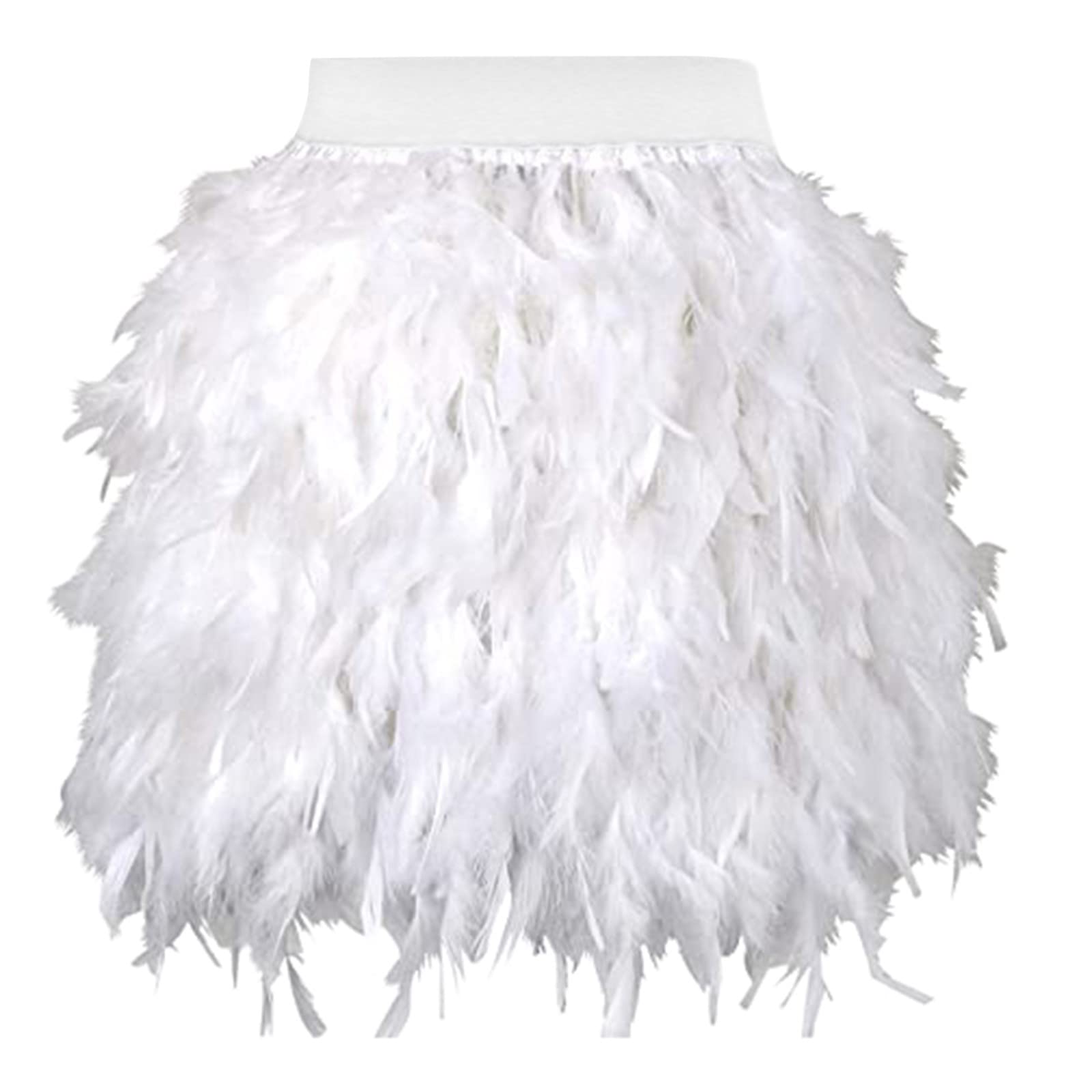 Falda de Plumas, Disfraz de Pavo Real para Mujer, Disfraz de Escenario, Vestido de Baile, Carnaval, Minifalda para Cosplay, Disfraz de Carnaval gótico Blanco