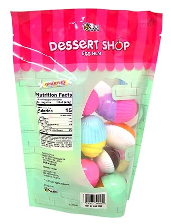 Dessert Shop Smarties Filled Plastic Easter Eggs, 2.1 Ounce, 12 Count