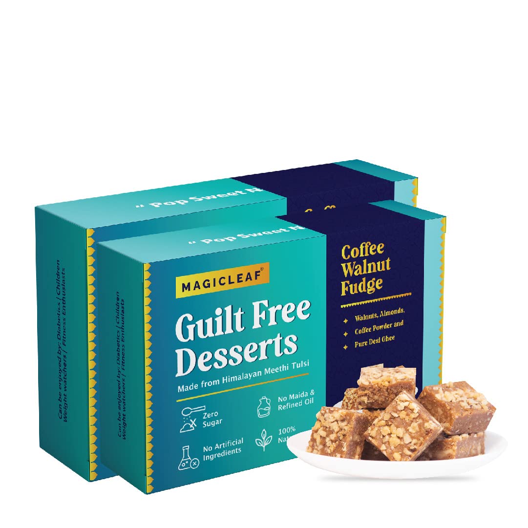 Magic Leaf Sugar Free Coffee Walnut Fudge Dessert - 1 kg (Pack of 2, 500 gm Each), 100% Natural Freshly Made Mithai Sweetened With Stevia, No Added Sugar & Preservatives Free (B0BW9KWLDB) Amazon Price History, Amazon Price Tracker