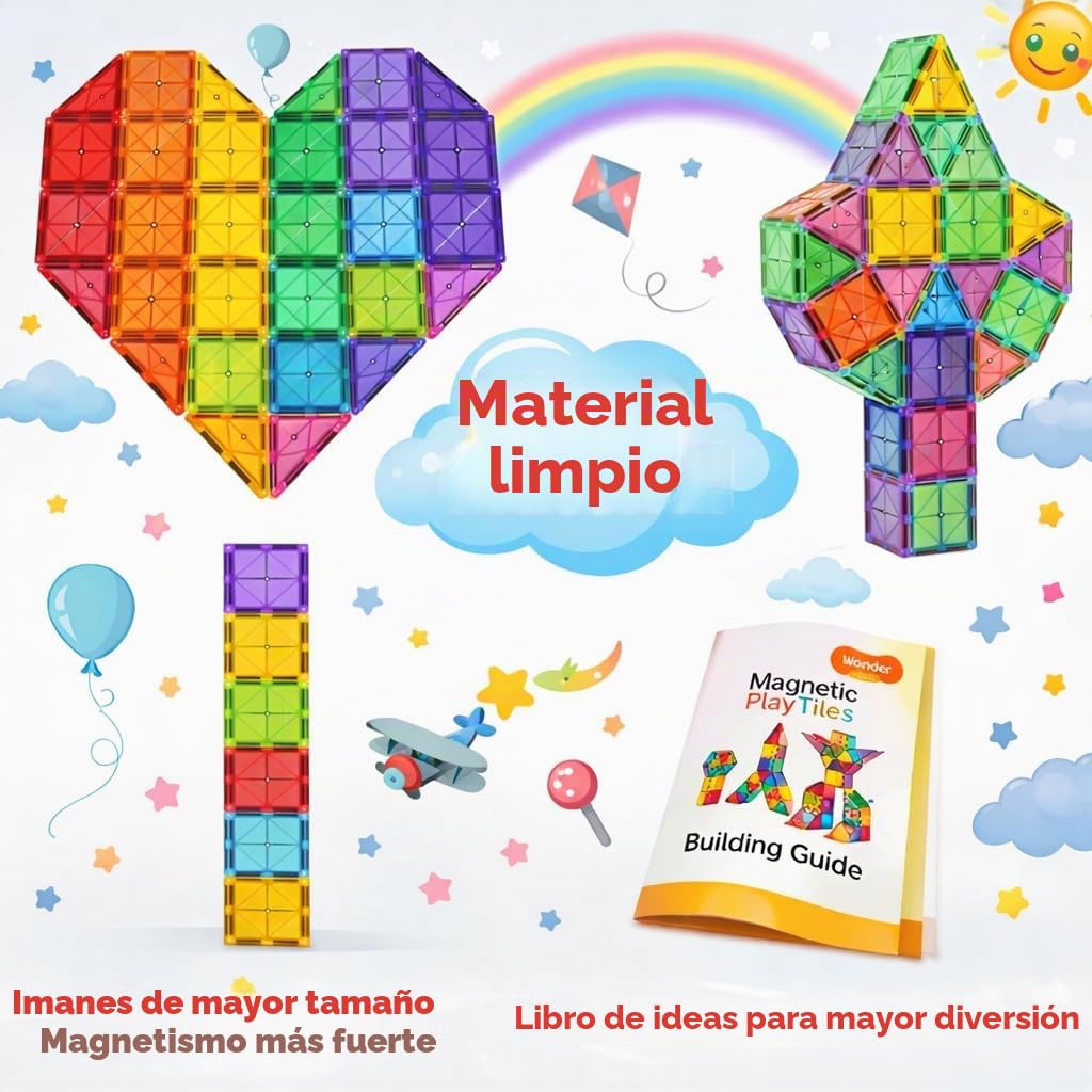 Wonder Toys 100 peças blocos magnéticos clássicos brinquedos de construção magnéticos originais para meninos e Meninas de 3 4 5 6 7 Anos para o seu aniversário