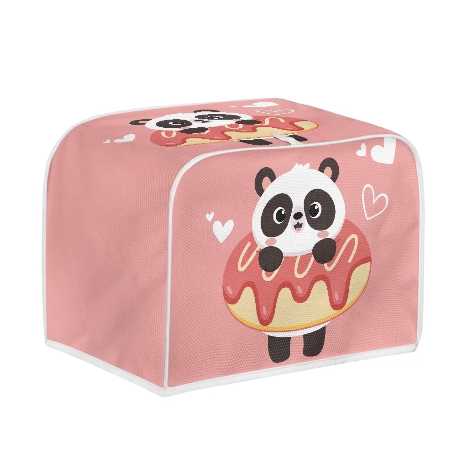 ZOUTAIRONG Cute Panda Toaster Cover Donut Polyester Washable Toaster Oven Dustproof Cover 4 Slice Kitchen Organizer Bag Bread Maker Cover Wide Slot Handle Design