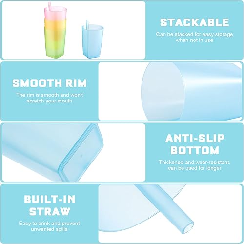 Miniatura 6 de Sippy Cup - 4 vasos para sorber para niños pequeños con popote integrado