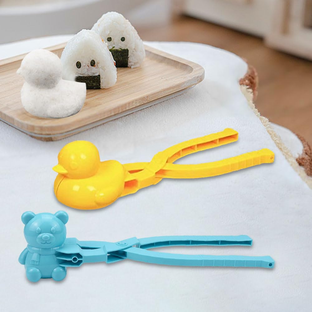 Moule à Riz Canard DIY Machine à Boules de Neige Accessoires Bento avec Poignée Neige d'hiver Forme de Riz Animal Mignon pour Enfants et Adultes (Couleur aléatoire)